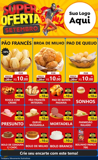 Modelo de Encarte para Encarte Grande com o tema Super Oferta Setembro para Padaria