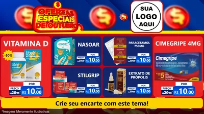 Modelo de TV para TV Horizontal com o tema Ofertas Especiais de Outubro para Farmácia