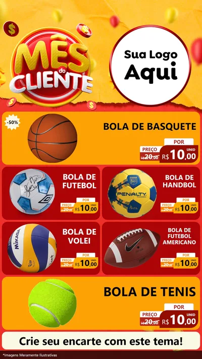 Modelo de TV para TV Vertical com o tema Mês do Cliente para Artigos Esportivos