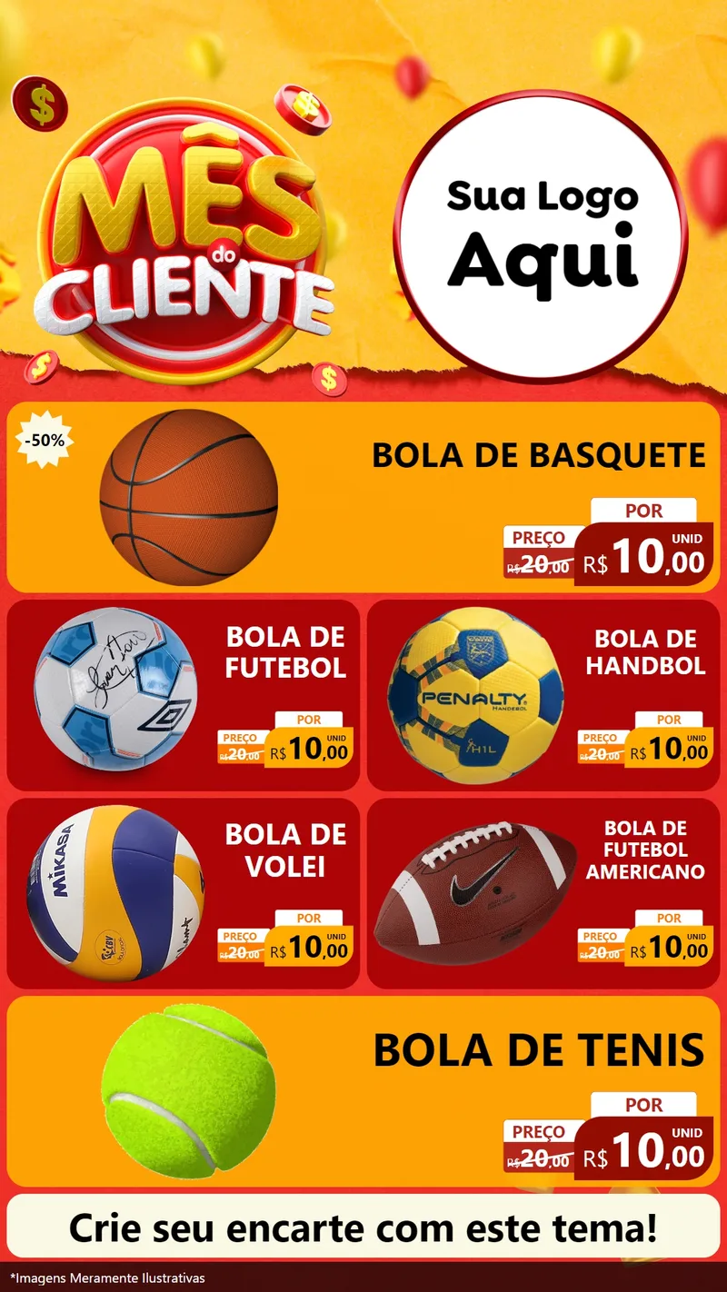 Modelo de TV para TV Vertical com o tema Mês do Cliente para Artigos Esportivos