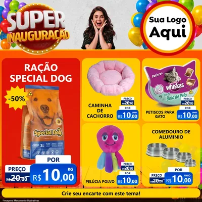 Modelo de Rede Social para Feed Facebook com o tema Super Inauguração para Pet Shop