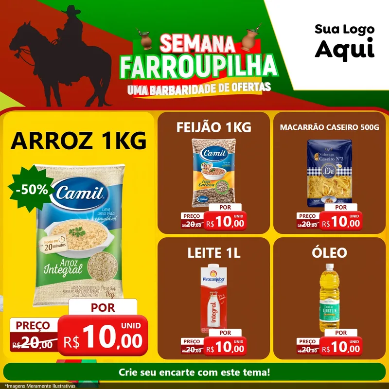 Modelo de Rede Social para Feed Facebook com o tema Semana Farroupilha - Uma Barbaridade de Ofertas para Supermercado