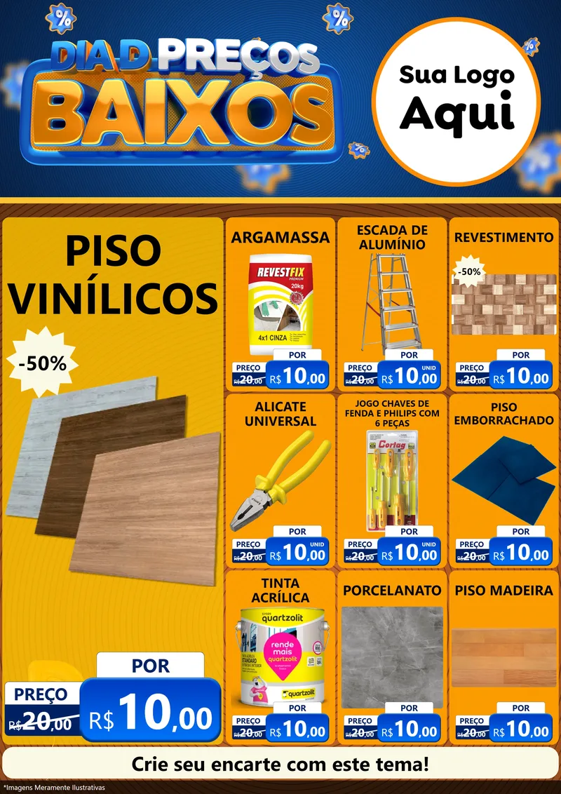Modelo de Encarte para Encarte A4 Vertical com o tema Dia D Preço Baixo para Material para Construção