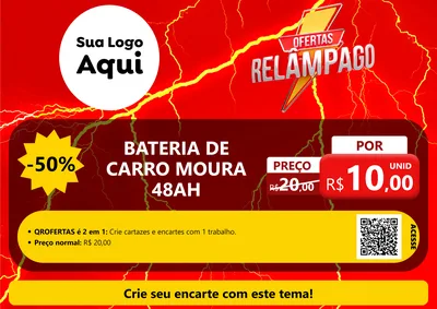 Modelo de Cartaz para Cartaz A4 Horizontal com o tema Ofertas Relâmpago para Baterias Elétricas