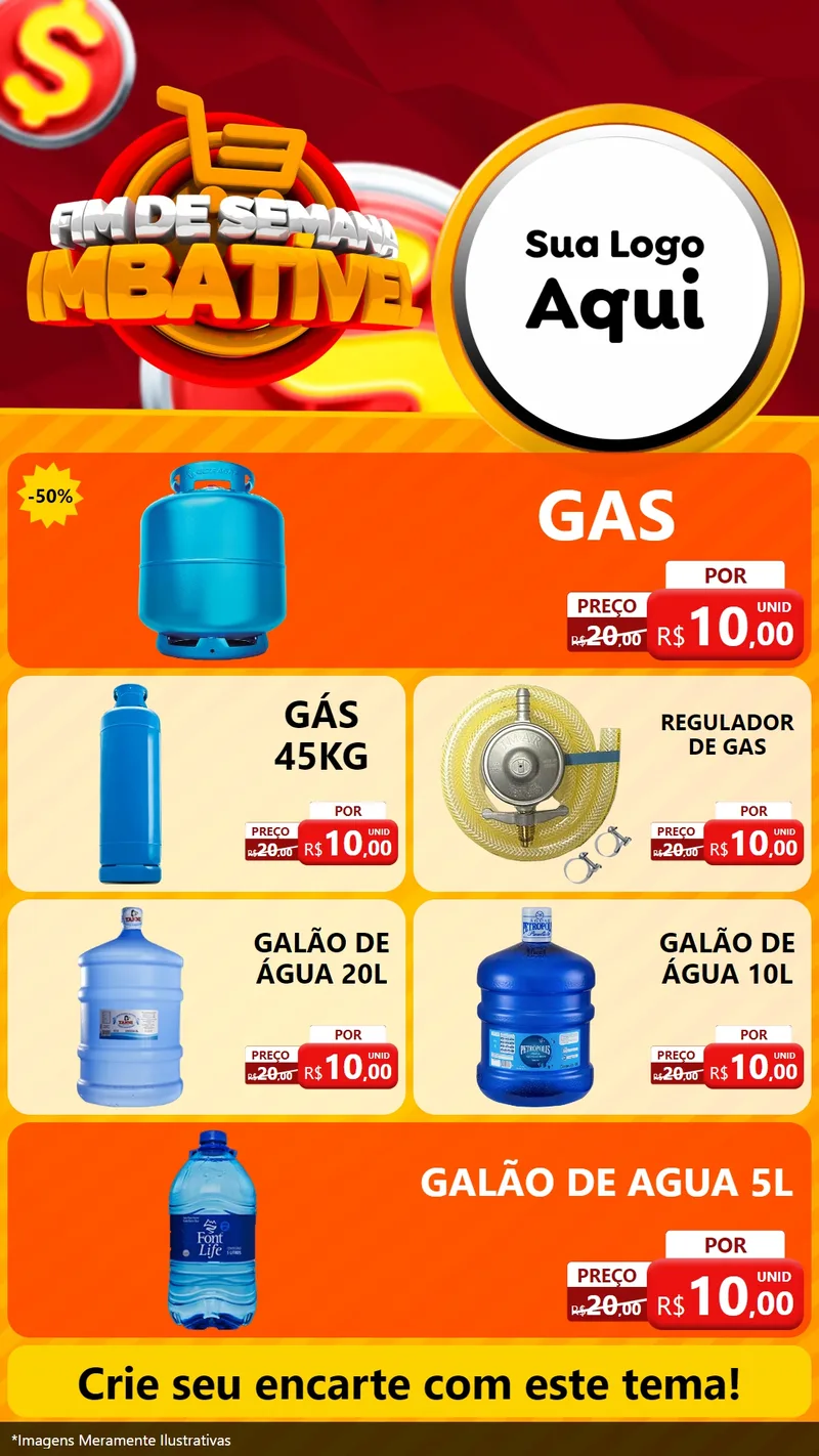Modelo de TV para TV Vertical com o tema Fim de Semana Imbatível para Água e gás