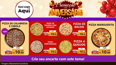 Modelo de TV para TV Horizontal com o tema Promoção de Aniversário para Pizzaria