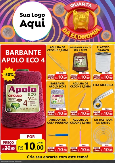 Modelo de Encarte para Encarte A4 Vertical com o tema Quarta da Economia para Armarinho e Aviamentos