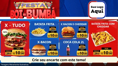 Modelo de TV para TV Horizontal com o tema Festa Boi Bumbá para Hamburgueria
