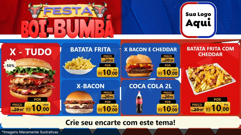 Modelo de TV para TV Horizontal com o tema Festa Boi Bumbá para Hamburgueria