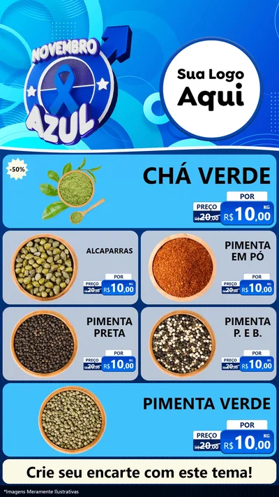 Modelo de TV para TV Vertical com o tema Novembro Azul para Produtos Naturais