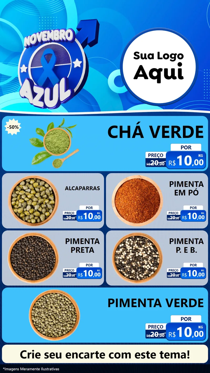 Modelo de TV para TV Vertical com o tema Novembro Azul para Produtos Naturais