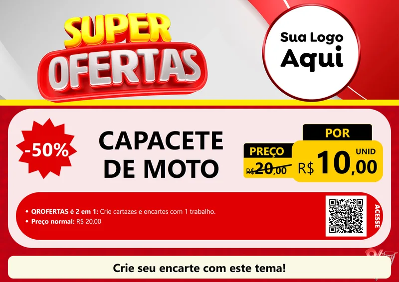 Modelo de Cartaz para Cartaz A4 Horizontal com o tema Super Ofertas para Moto peças