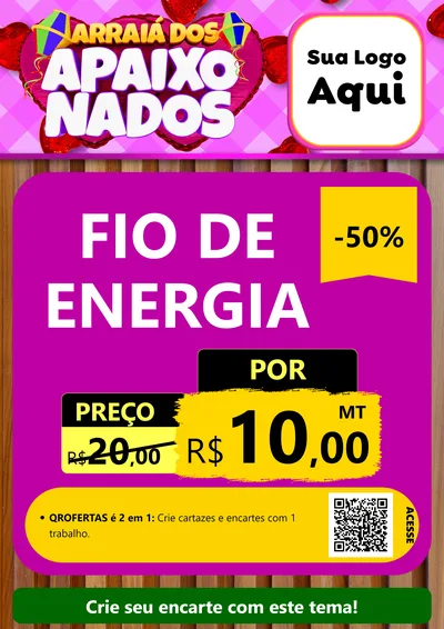 Modelo de Cartaz para Cartaz A4 Vertical com o tema Arraiá dos Apaixonados para Materiais Elétricos