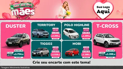 Modelo de TV para TV Horizontal com o tema Feliz Dia das Mães para Concessionaria de Carros