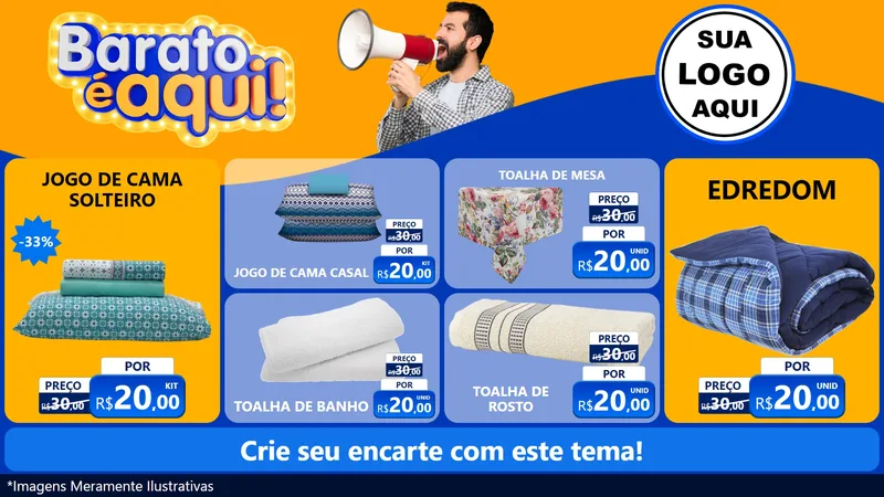Modelo de TV para TV Horizontal com o tema Barato é aqui para Cama, Mesa e Banho