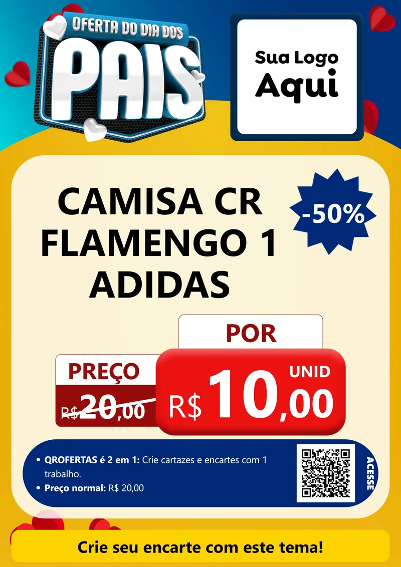 Modelo de Cartaz para Cartaz A4 Vertical com o tema Oferta Do Dia Dos Pais para Roupas e acessórios