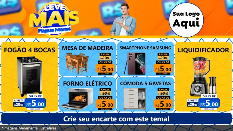 Modelo de TV para TV Horizontal com o tema Leve Mais, Pague Menos para Móveis e Eletro