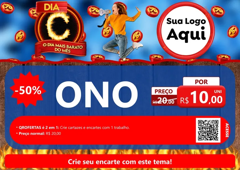 Modelo de Cartaz para Cartaz A4 Horizontal com o tema Dia C - O Dia Mais Barato Do Mês para Óticas