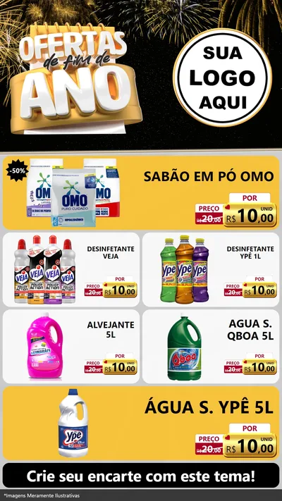 Modelo de TV para TV Vertical com o tema Ofertas de Fim de Ano para Produtos de Limpeza