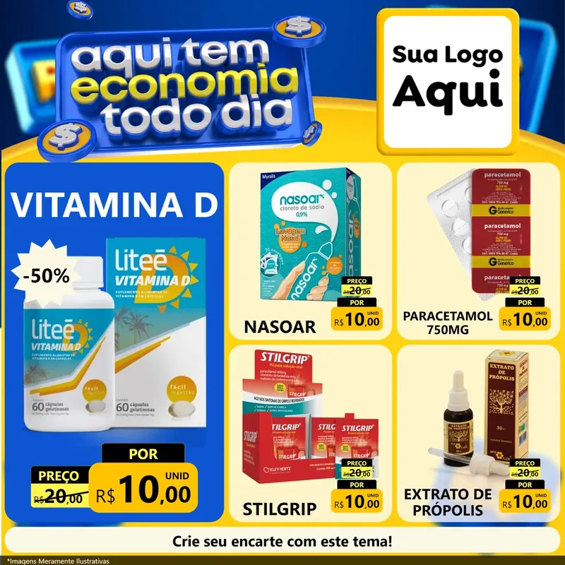Modelo de Rede Social para Feed Facebook com o tema Aqui Tem Economia Todo Dia para Farmácia
