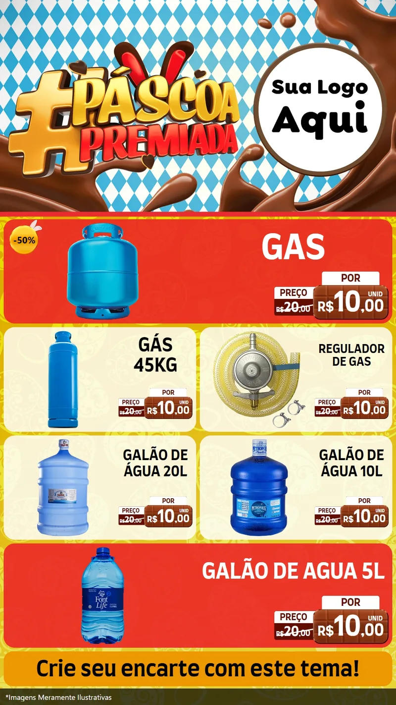 Modelo de TV para TV Vertical com o tema Páscoa Premiada para Água e gás