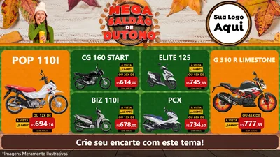 Modelo de TV para TV Horizontal com o tema Mega Saldão de Outono para Concessionaria de Motos