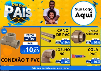 Modelo de Encarte para Encarte A4 Horizontal com o tema Dia dos Pais para Tubos e conexões