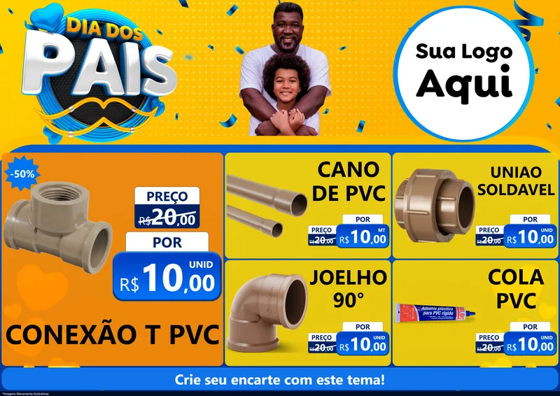 Modelo de Encarte para Encarte A4 Horizontal com o tema Dia dos Pais para Tubos e conexões