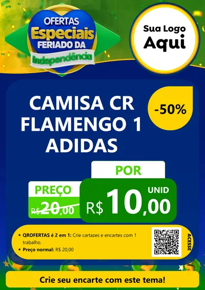Modelo de Cartaz para Cartaz A4 Vertical com o tema Ofertas Especiais Feriado da Independência para Roupas e acessórios