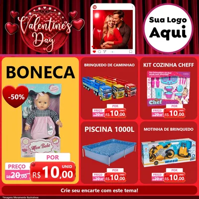Modelo de Rede Social para Feed Facebook com o tema Valentine's Day para Brinquedos