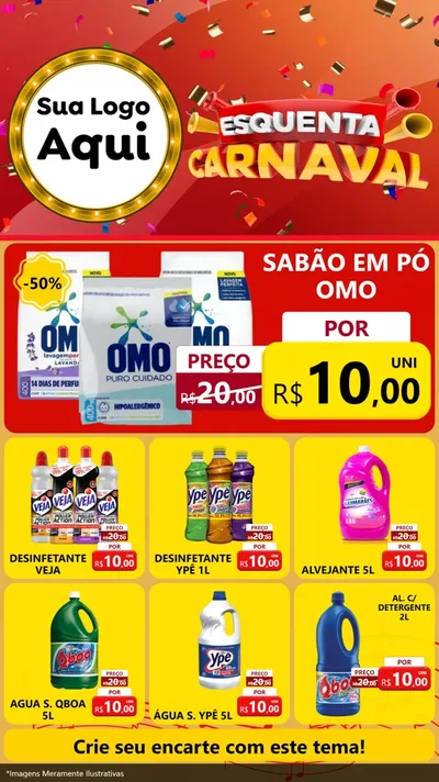 Modelo de Rede Social para Stories com o tema Esquenta Carnaval para Produtos de Limpeza