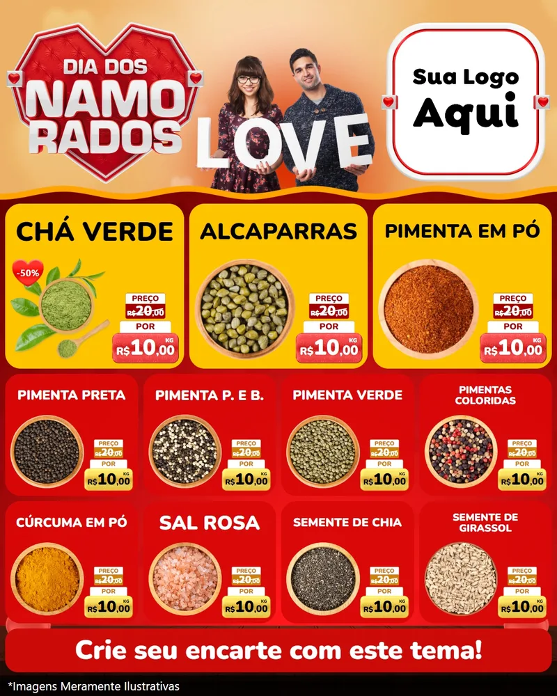 Modelo de Rede Social para Feed Instagram com o tema Dia dos Namorados para Produtos Naturais