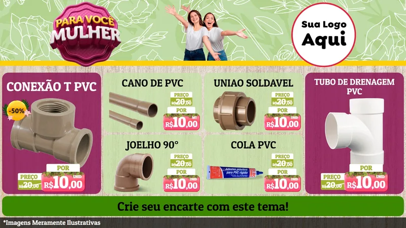 Modelo de TV para TV Horizontal com o tema Para Você Mulher para Tubos e conexões
