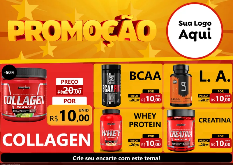 Modelo de Encarte para Encarte A4 Horizontal com o tema Promoção para Suplementos alimentares