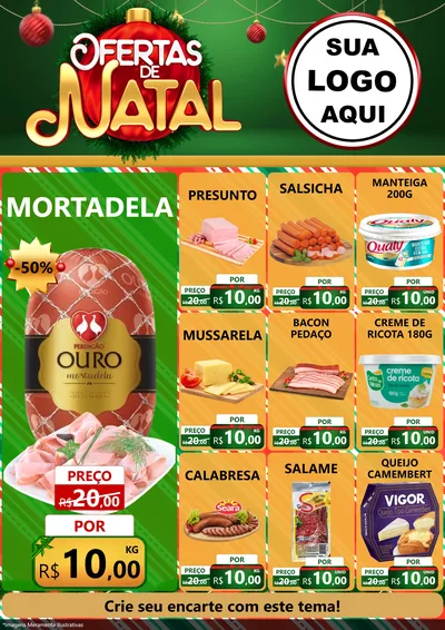 Modelo de Encarte para Encarte A4 Vertical com o tema Ofertas de Natal para Frios e Laticínios