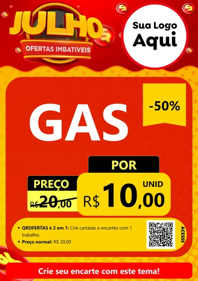 Modelo de Cartaz para Cartaz A4 Vertical com o tema Julho Ofertas Imbatíveis para Água e gás