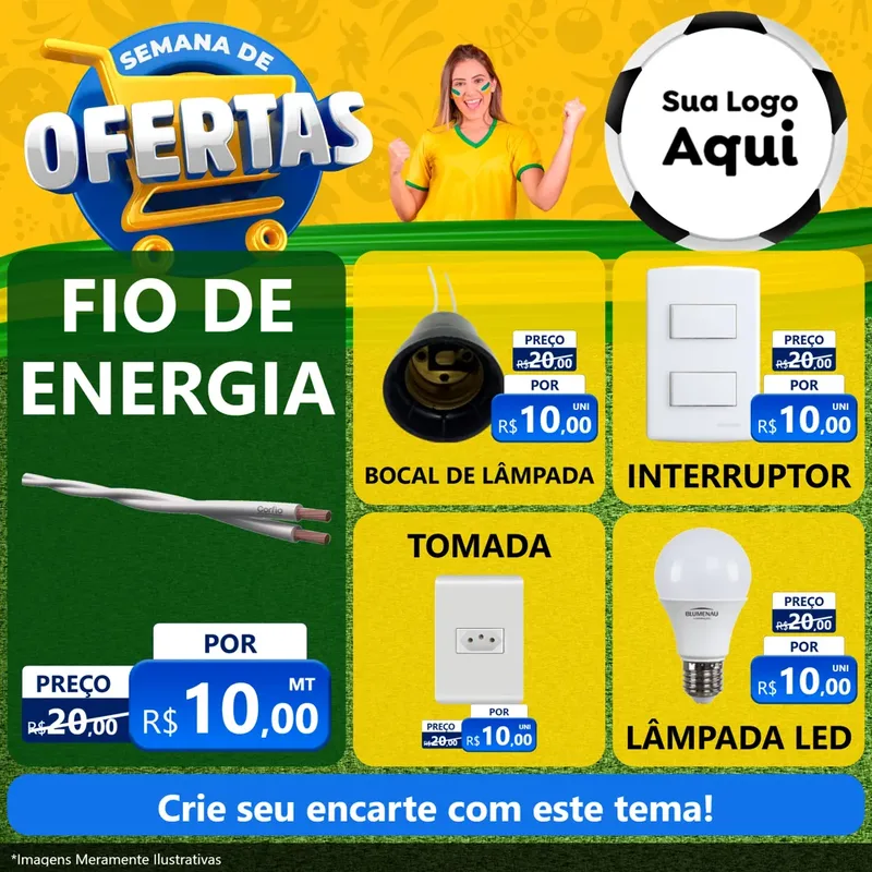 Modelo de Rede Social para Feed Facebook com o tema Semana de Ofertas - Copa para Materiais Elétricos