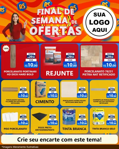 Modelo de Rede Social para Feed Instagram com o tema Final de Semana de Ofertas para Pisos e revestimentos