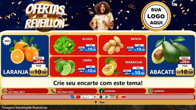 Modelo de TV para TV Horizontal com o tema Ofertas de Réveillon para Hortifrúti