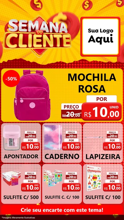 Modelo de Rede Social para Stories com o tema Semana do Cliente para Papelaria