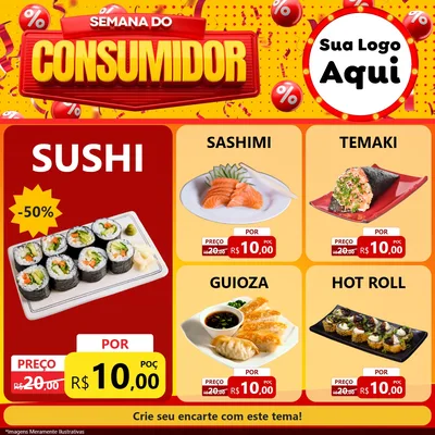 Modelo de Rede Social para Feed Facebook com o tema Semana do Consumidor para Comida japonesa