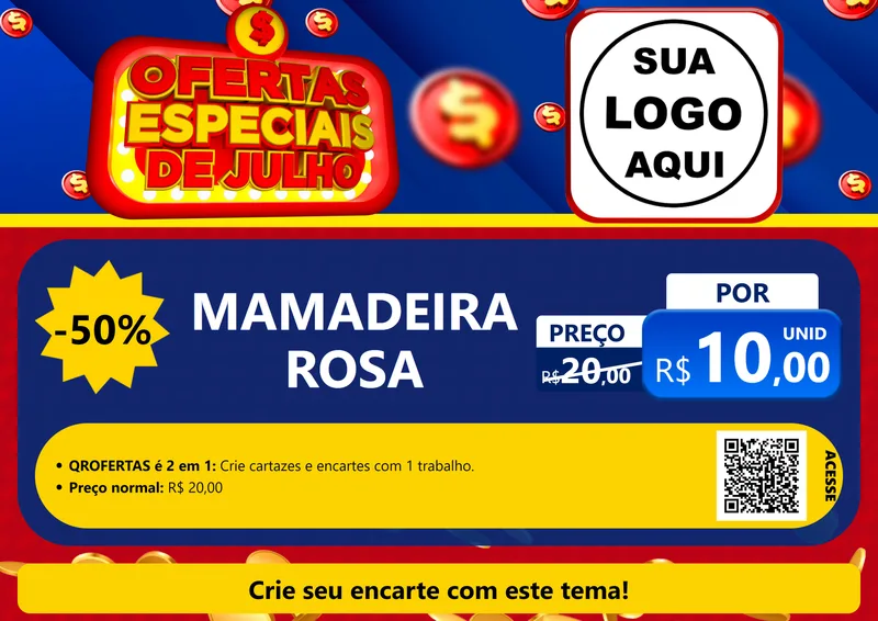Modelo de Cartaz para Cartaz A4 Horizontal com o tema Ofertas Especiais de Julho para Bebês