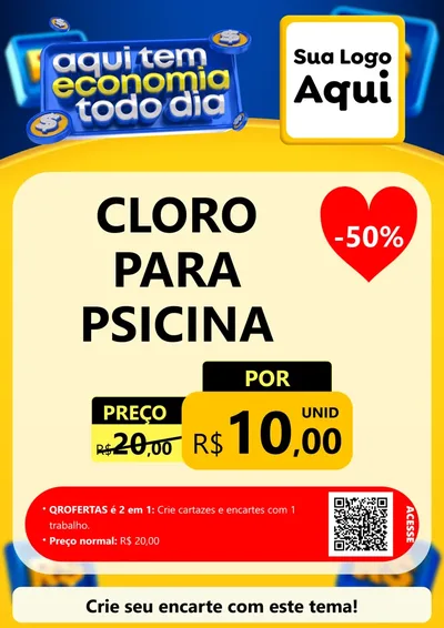 Modelo de Cartaz para Cartaz A4 Vertical com o tema Aqui Tem Economia Todo Dia para Produtos para Piscina
