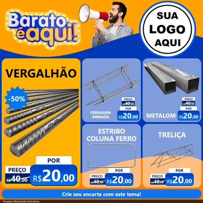 Modelo de Rede Social para Feed Facebook com o tema Barato é aqui para Ferragens