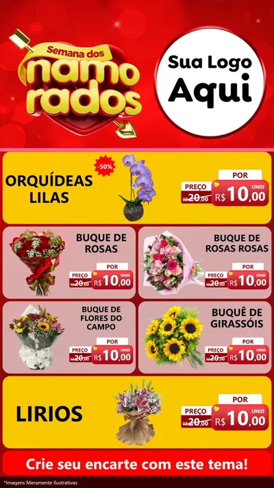 Modelo de TV para TV Vertical com o tema Semana dos namorados para Floricultura e jardim