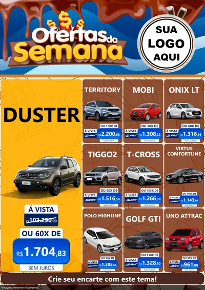 Modelo de Encarte para Encarte A4 Vertical com o tema Ofertas da Semana - Páscoa para Concessionaria de Carros