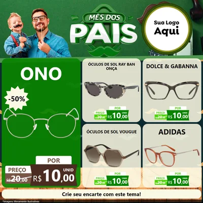 Modelo de Rede Social para Feed Facebook com o tema Mês dos Pais para Óticas