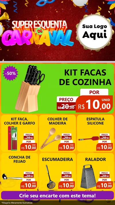 Modelo de Rede Social para Stories com o tema Super Esquenta de Carnaval para Utilidades Domésticas