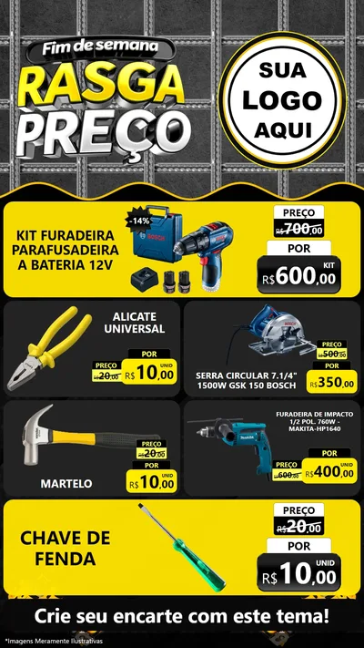 Modelo de TV para TV Vertical com o tema Fim de Semana Rasga Preço para Maquinas e Ferramentas