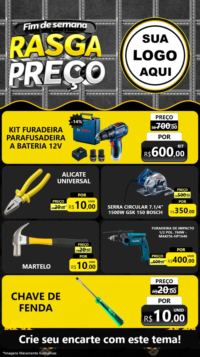 Modelo de TV para TV Vertical com o tema Fim de Semana Rasga Preço para Maquinas e Ferramentas